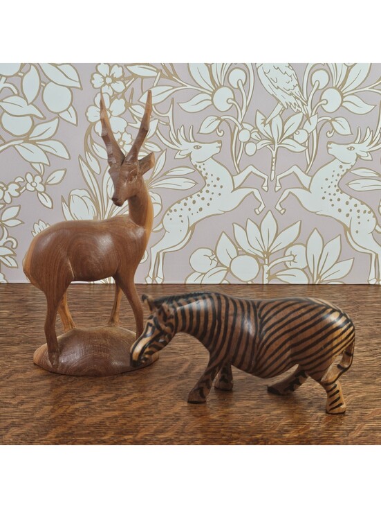 Other - Vintage Hand Carved Wood Zebra & Gazelle Figurines African Safari Lot